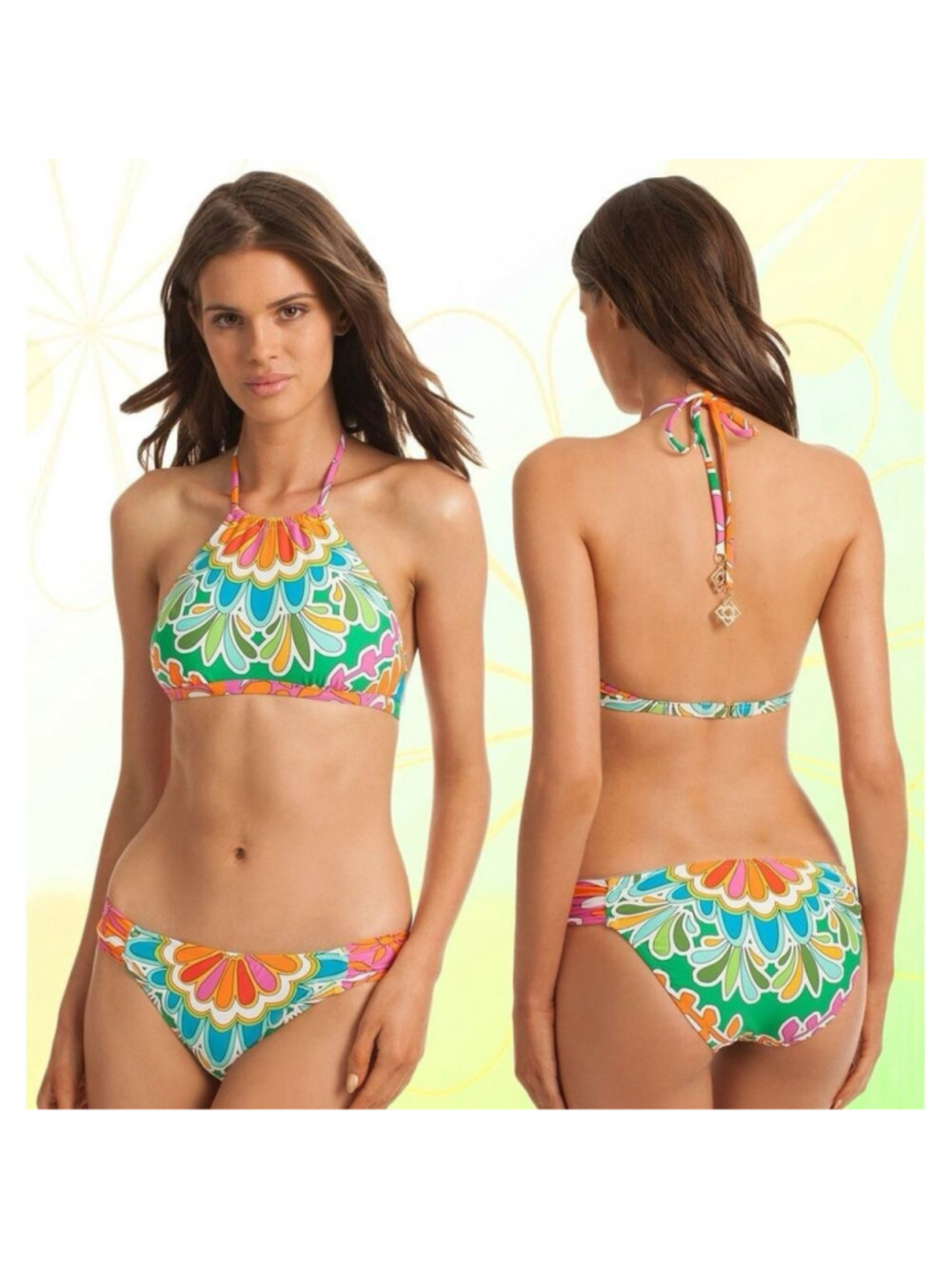 Trina Turk Tamarindo Halter Bikini Set 10 EUC